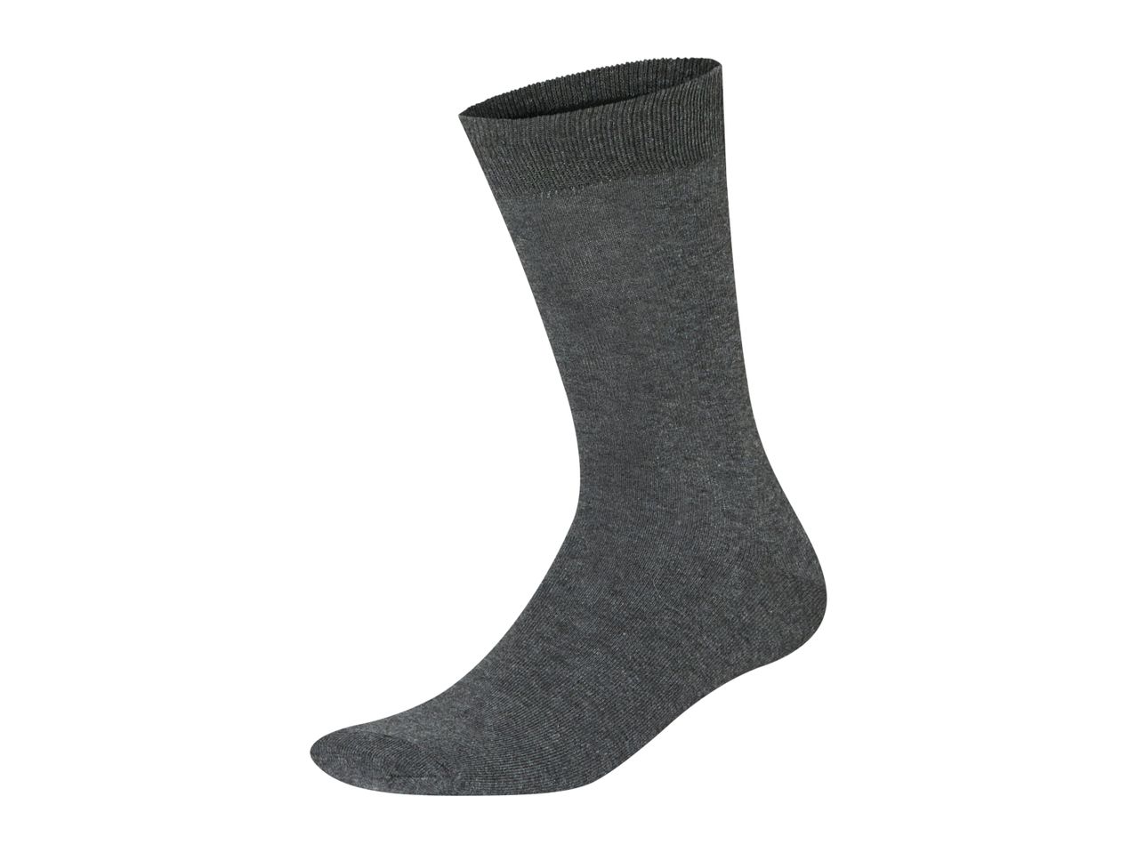 A single dark gray sock standing upright.