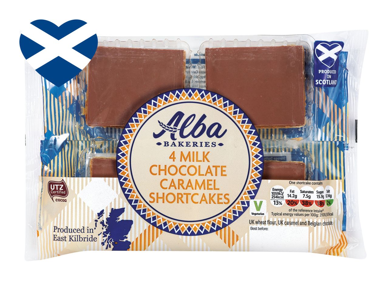 Alba Bakeries milk chocolate caramel shortcakes.