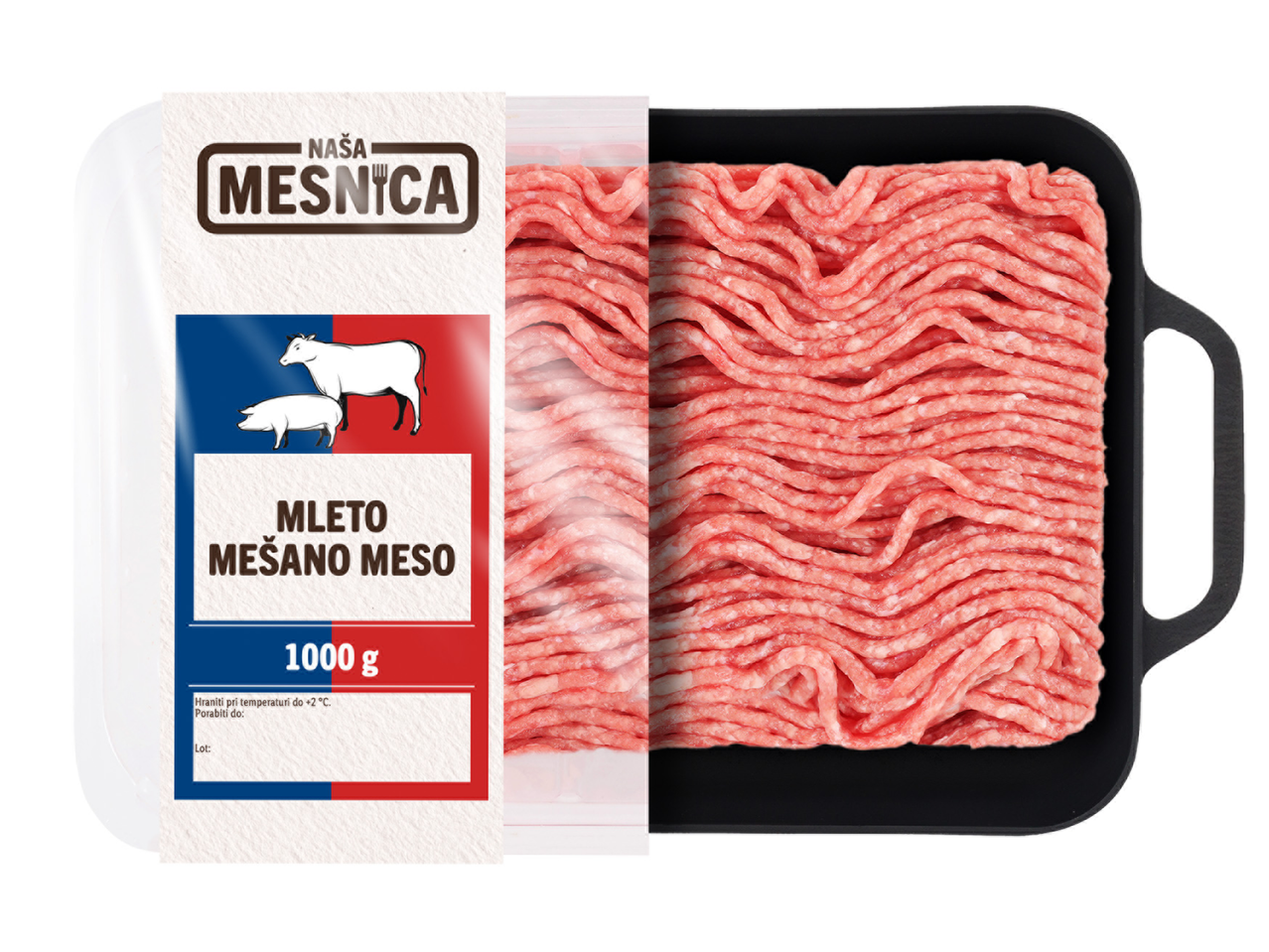 Naša Mesnica mleto mešano meso v embalaži, 1000g