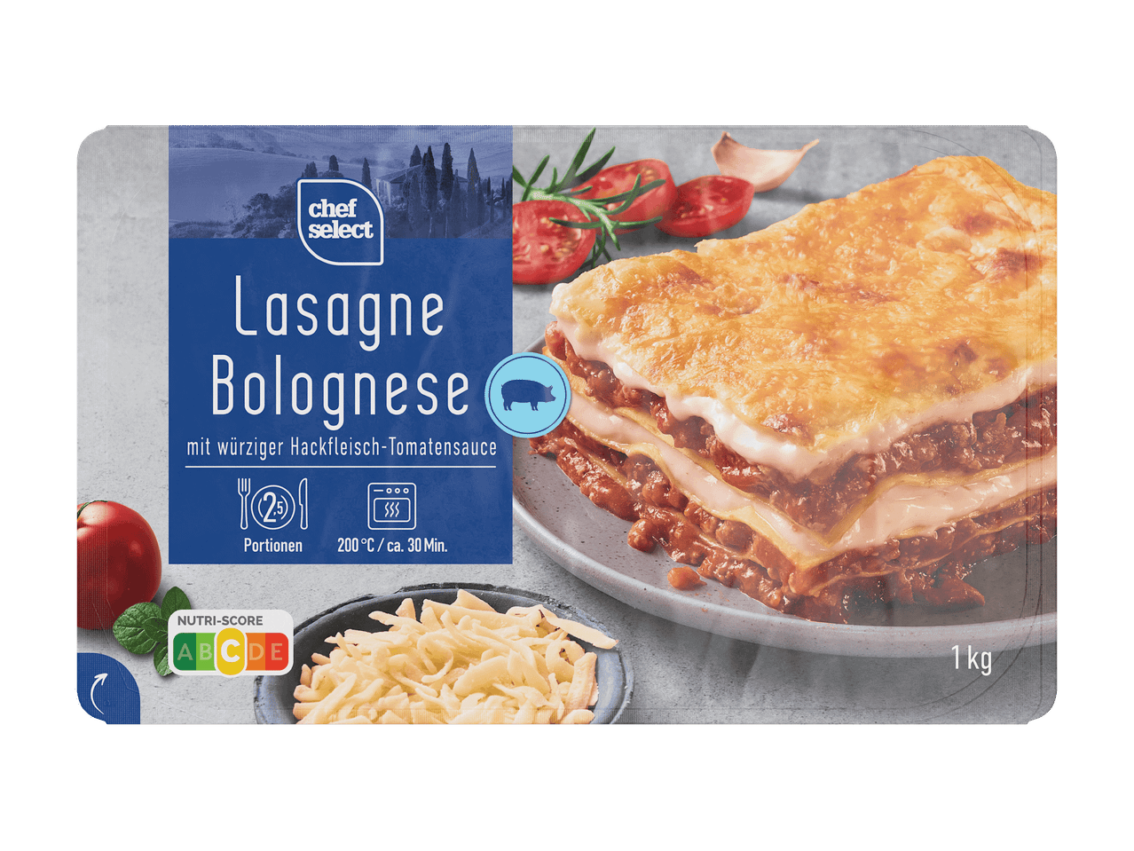 Chef Select Lasagne Bolognese mit Hackfleisch-Tomatensauce, 1 kg Packung