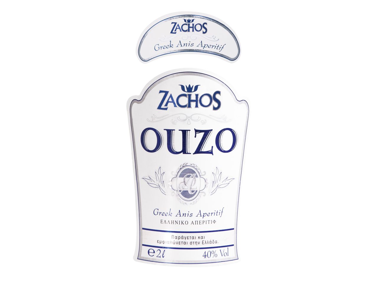 Етикет на узо Zachos, 40% алк.
