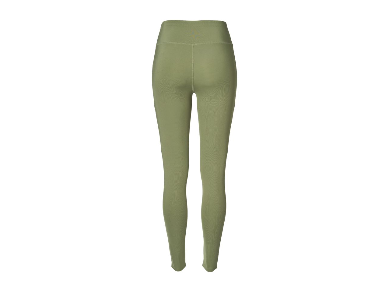 Green women's leggings, back view.