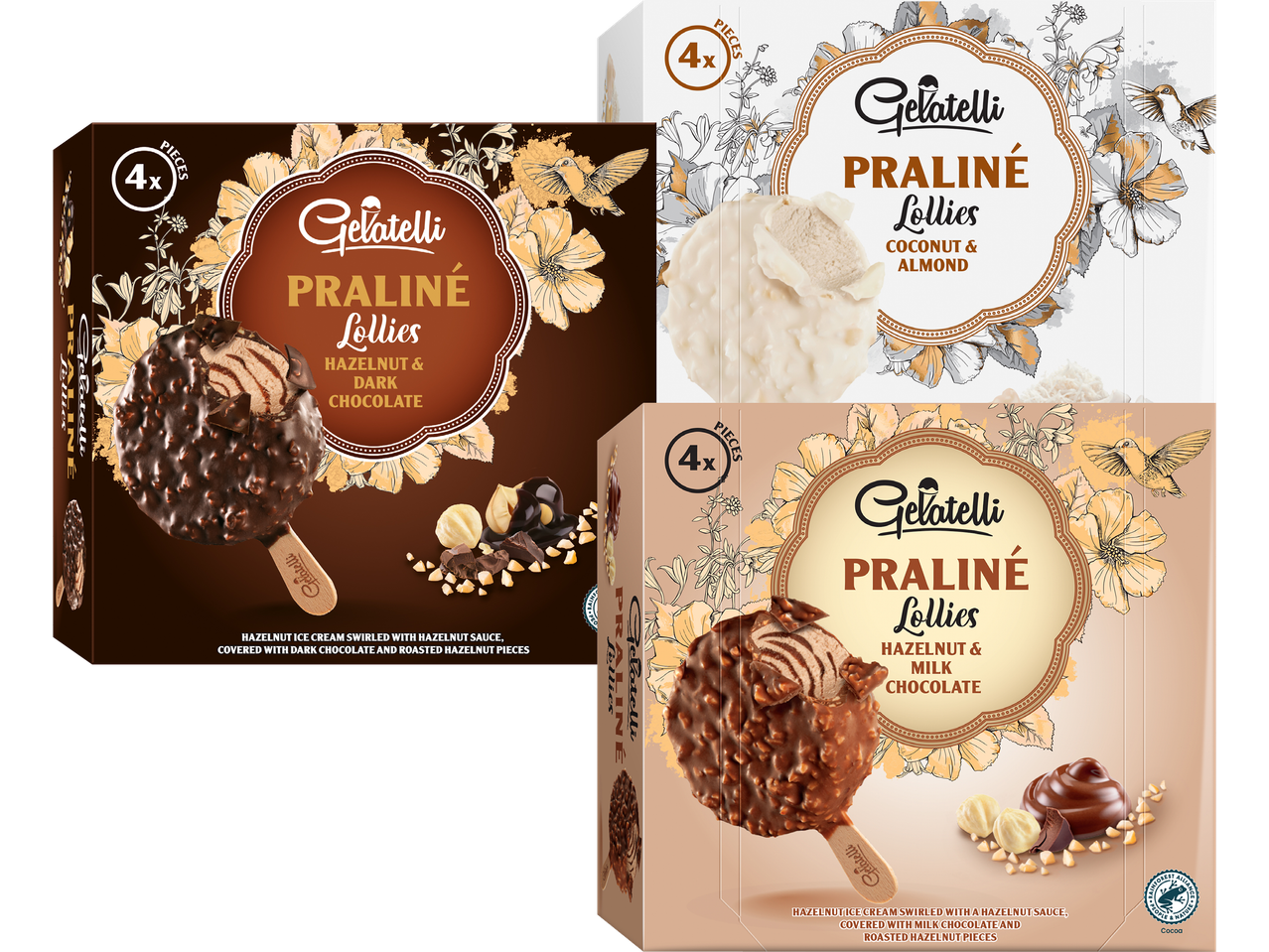 Glasspinnar Praliné