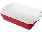 Um refratário de cerâmica vermelho.
