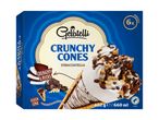 Box of 6 crunchy stracciatella ice cream cones with cocoa cone and crunchy layers.