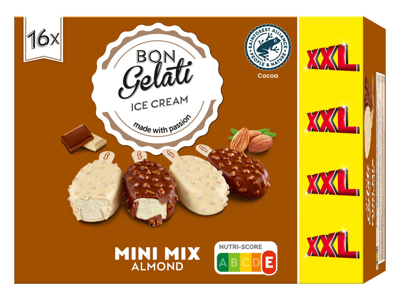 Gelado Bon Gelati XXL Mini Mix Amêndoa, 16x
