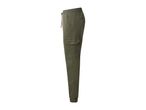 Men's olive green cargo jogger trousers shown from the side