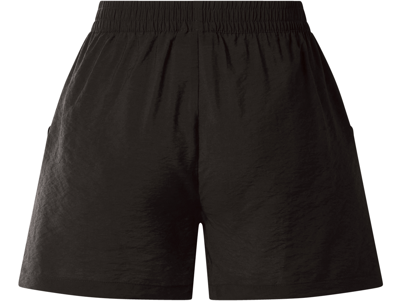 Pantaloni scurți de damă ESMARA negri cu talie elastică, vedere din spate.