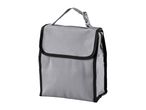 A grey Crivit insulated lunch bag with a black trim and a handle.