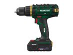 Cordless drill with a 2.0Ah battery, featuring a green and black design with red accents.