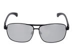 Black aviator sunglasses with mirrored lenses on a white background.