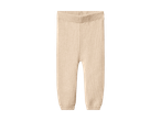Strikkede babybukser i beige med ribbet talje og ankler.