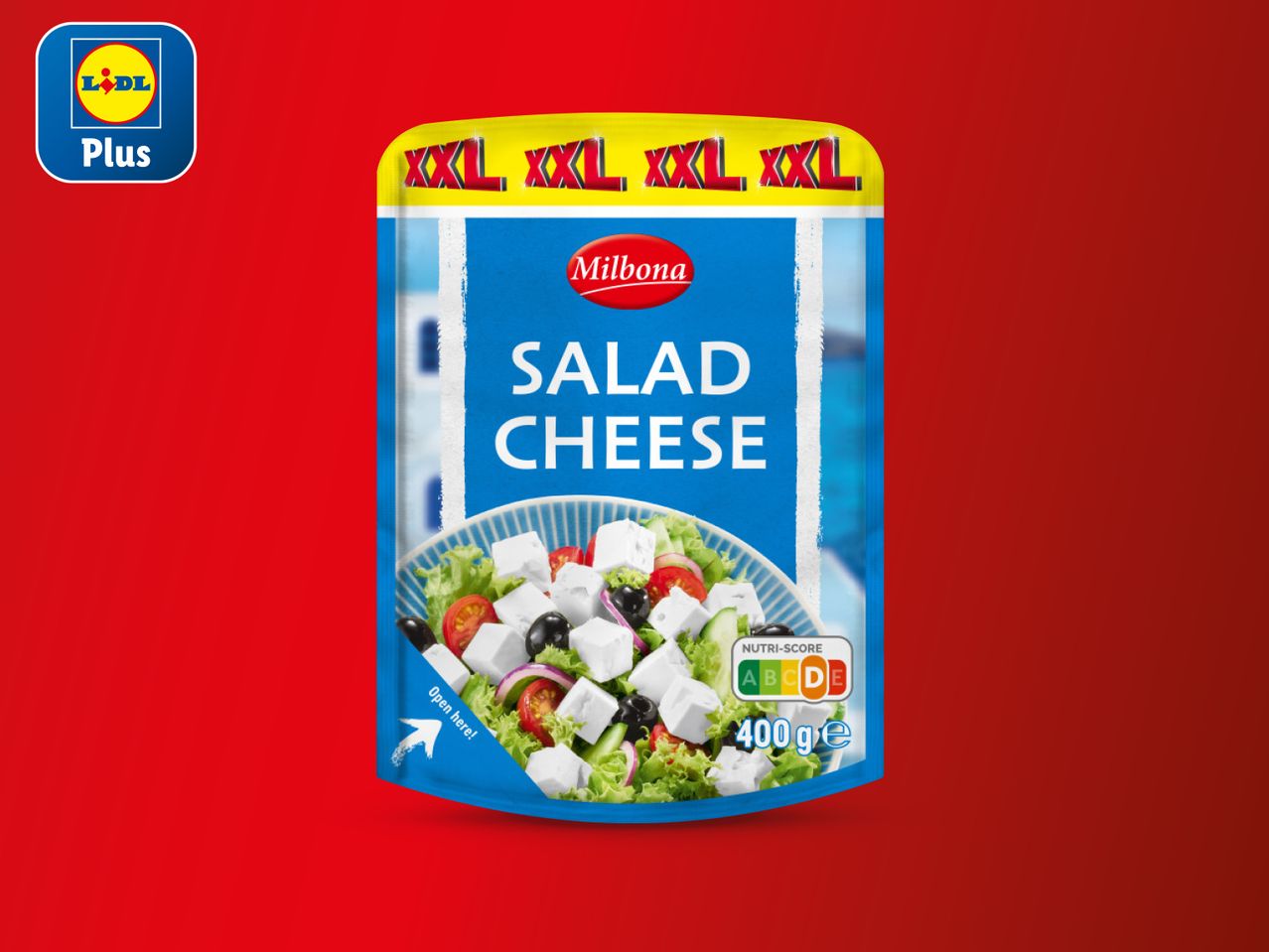 Pakiranje Milbona salata sira Lidl Plus marke, 400g.
