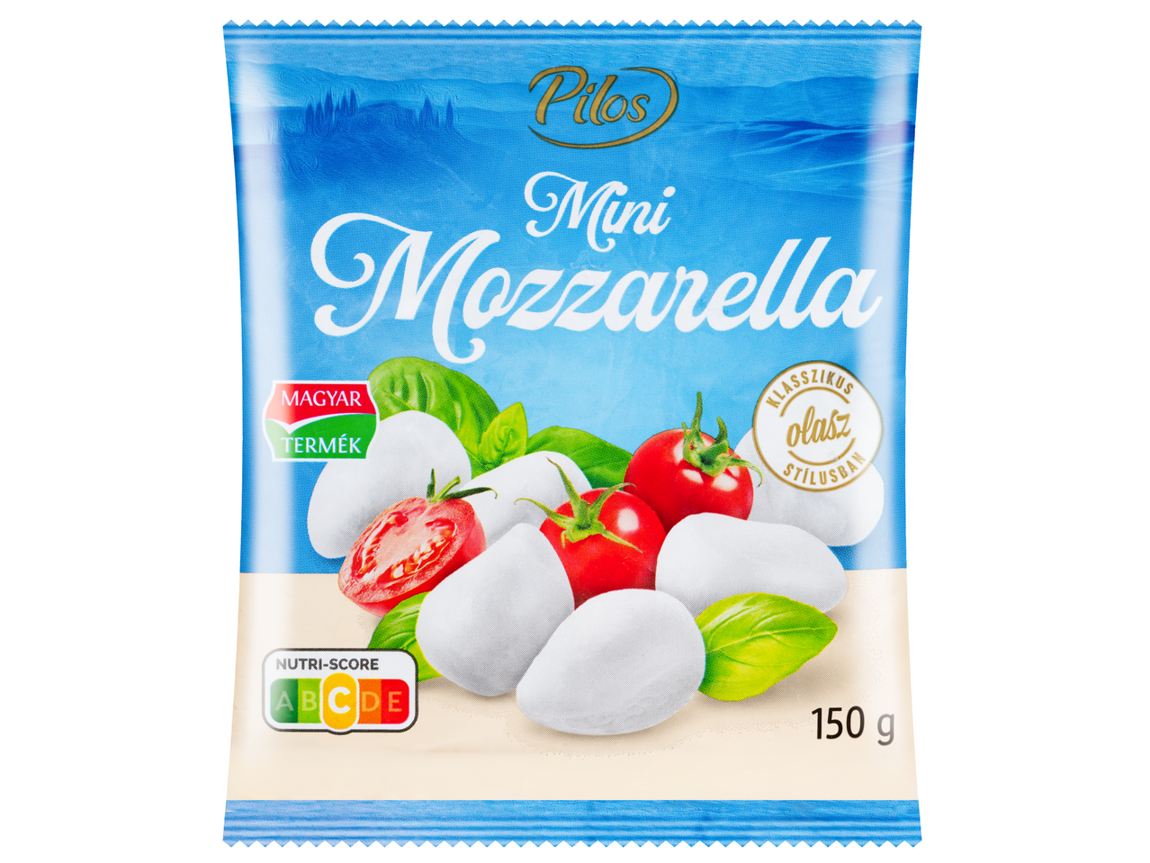 Pilos Mini Mozzarella csomagolás paradicsommal és bazsalikommal, 150g