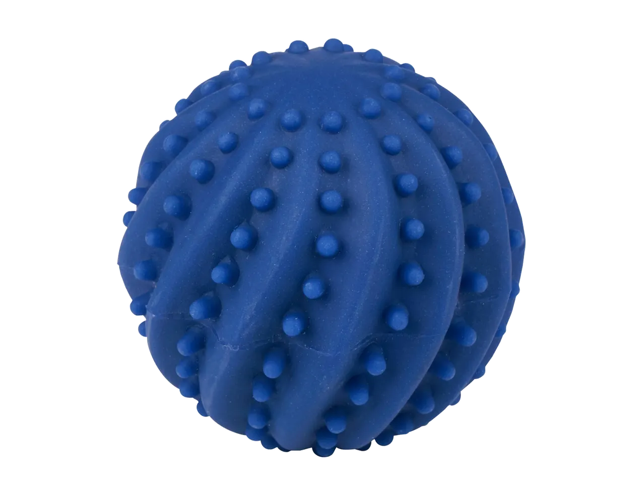 Balle de massage bleue avec des picots, idéale pour la relaxation musculaire.