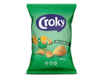 Een groene zak bolognese chips van 200 gram met een papegaai-illustratie.