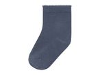 Single dark blue ribbed sock with a ruffled cuff