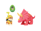 Rubble de la Paw Patrol și un dinozaur Triceratops roz.