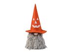 Halloween gnome decoration with a grey beard and an orange jack-o'-lantern hat