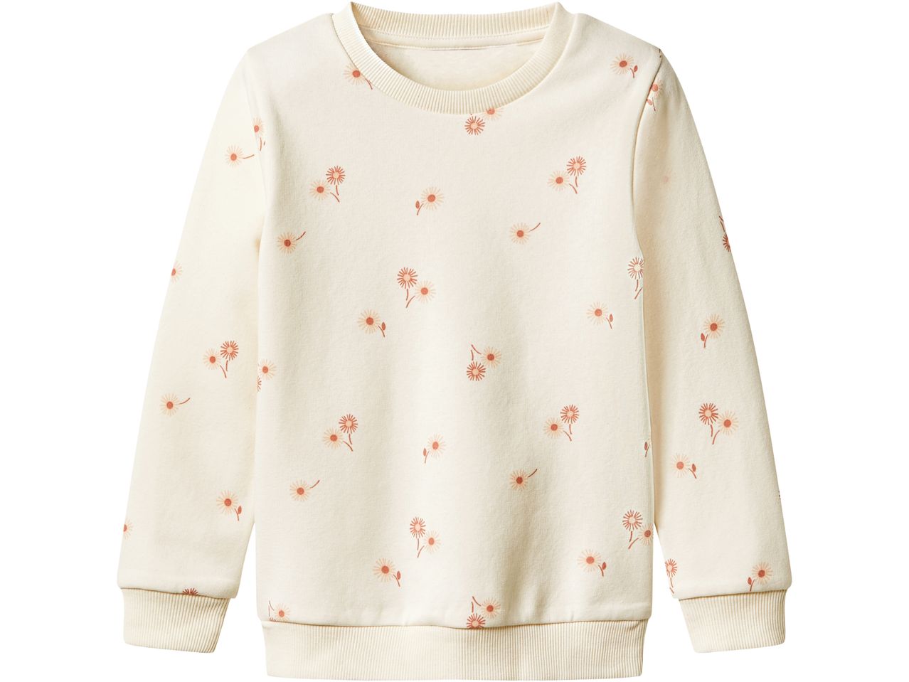Felpa color crema con stampa floreale.