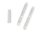 Two clear, cylindrical liquid-filled tubes and one empty clear tube.