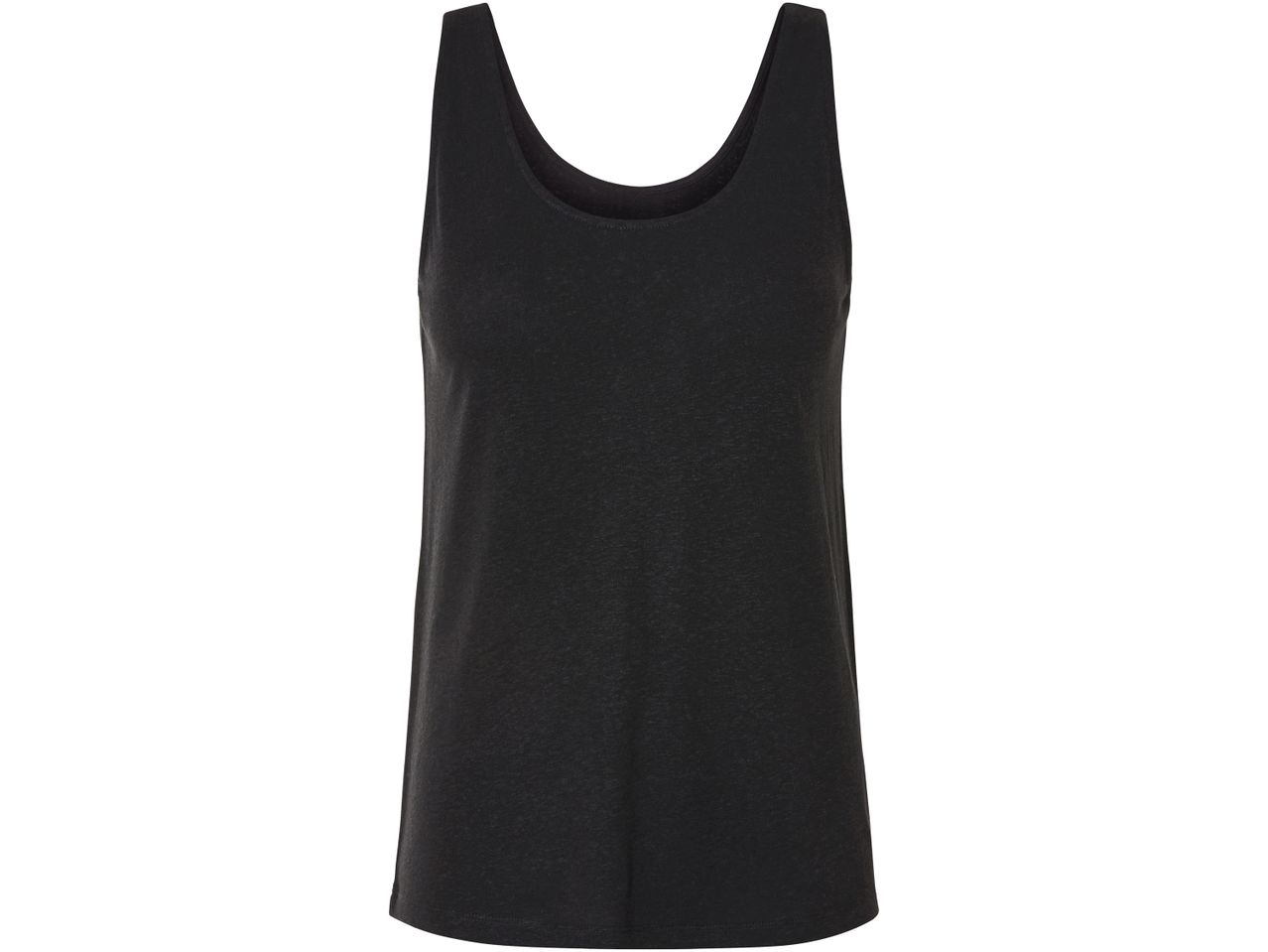 A black linen sleeveless top.
