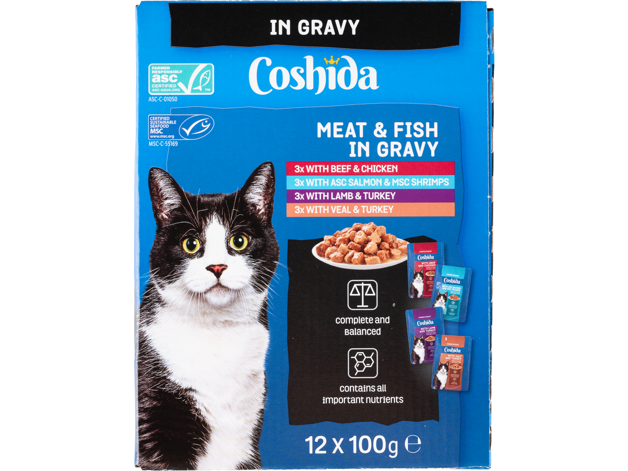 Coshida: Carne și pește în sos. Vită, pui, somon, creveți, miel, curcan.