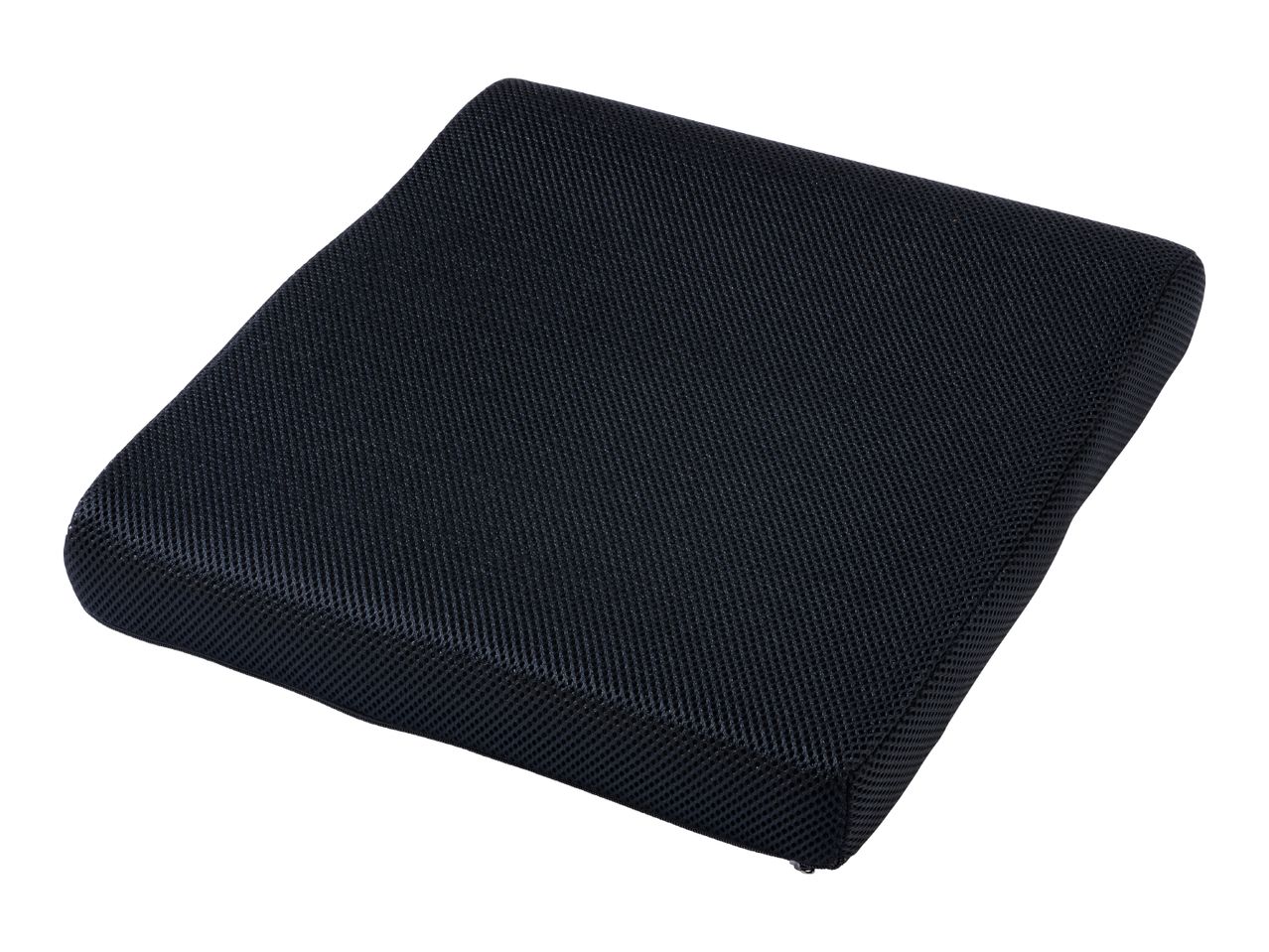 Black mesh seat cushion for comfort and support.
