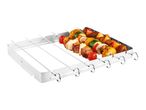Grilled vegetable and meat skewers.