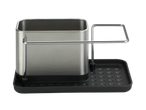 Wenko® roestvrijstalen gootsteenorganizer met zwarte lekbak.