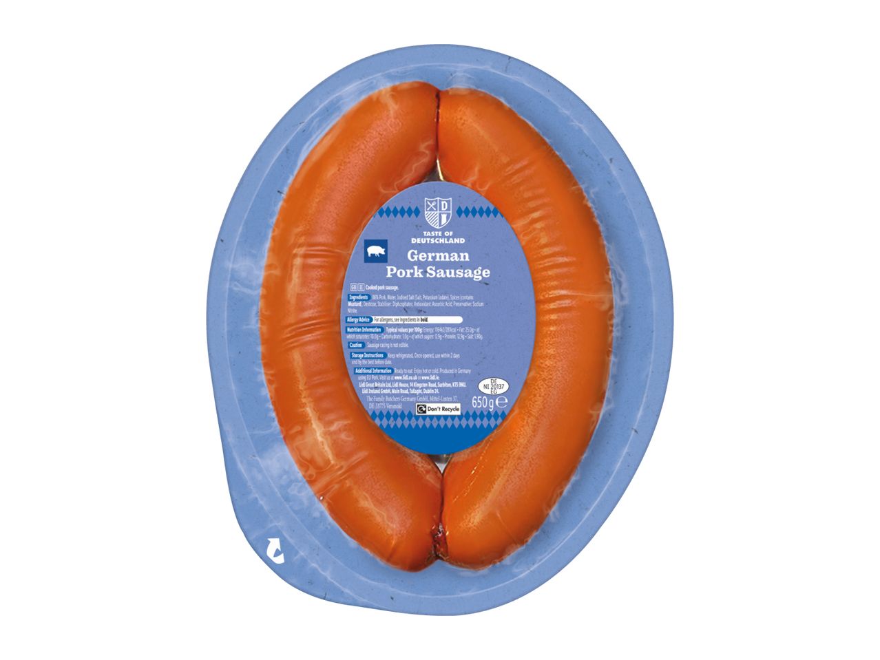 German pork sausage in a 650g pack