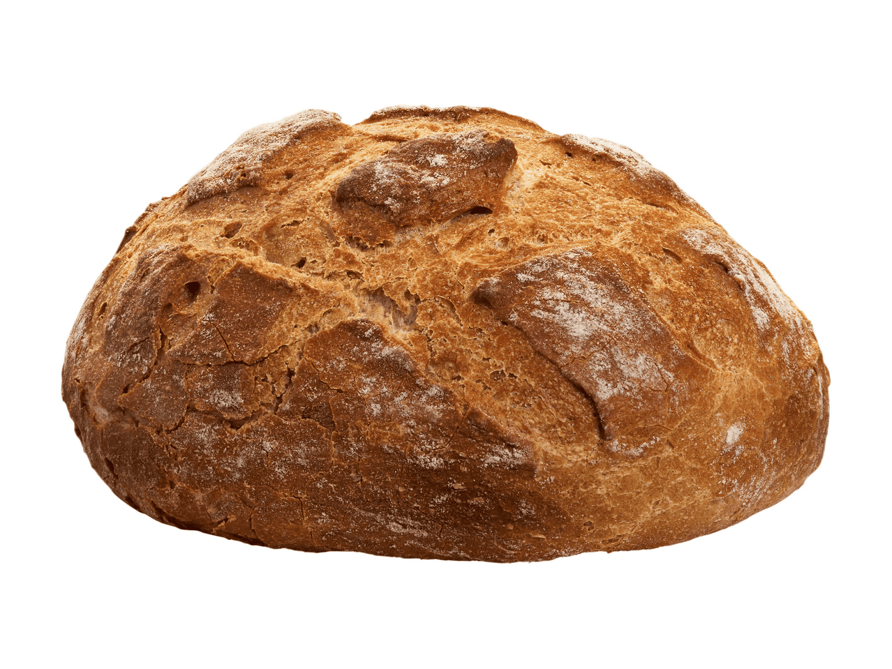 Pagnotta di pane rustico con crosta croccante e infarinata.