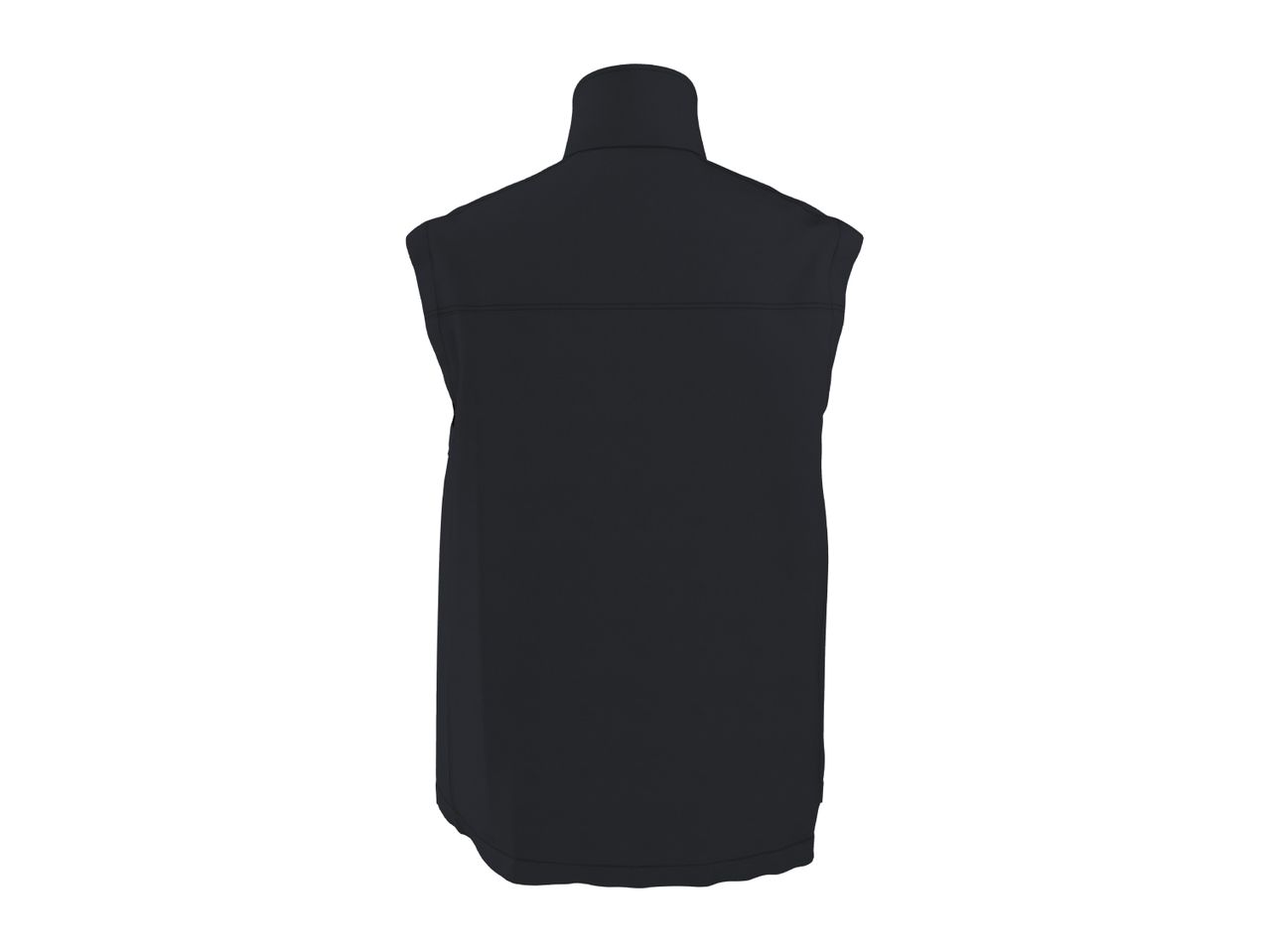 Men's black sleeveless vest, back view