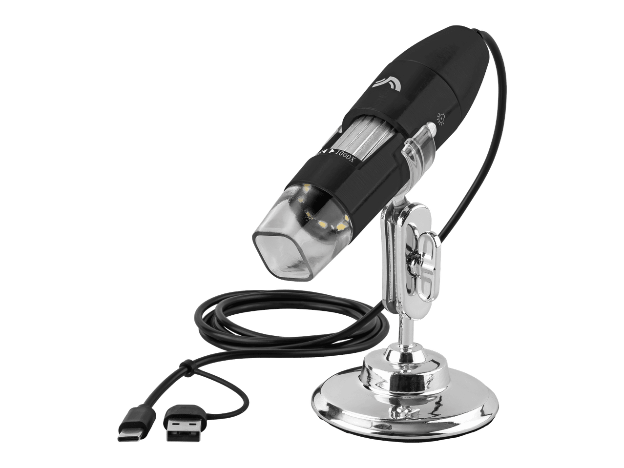 Digitaalinen mikroskooppi jalustalla ja USB-liitännällä