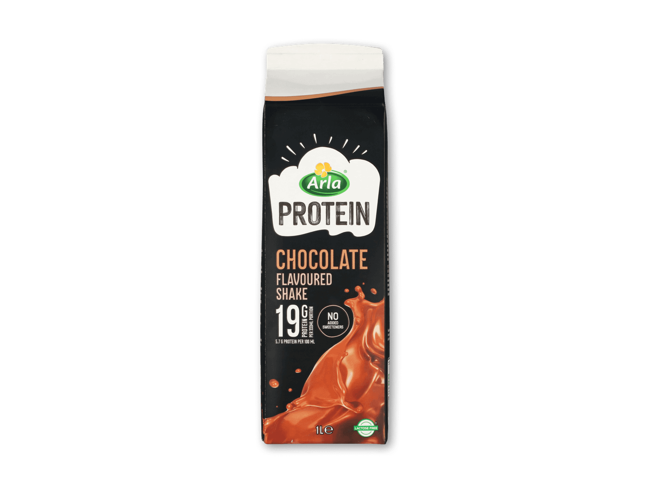 Chokoladeproteinshake med 19g protein, ingen tilsat sødestoffer og laktosefri.