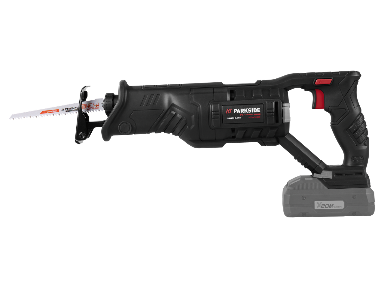 Scie sabre sans fil avec batterie, lame pour bois propre et moteur sans balais.