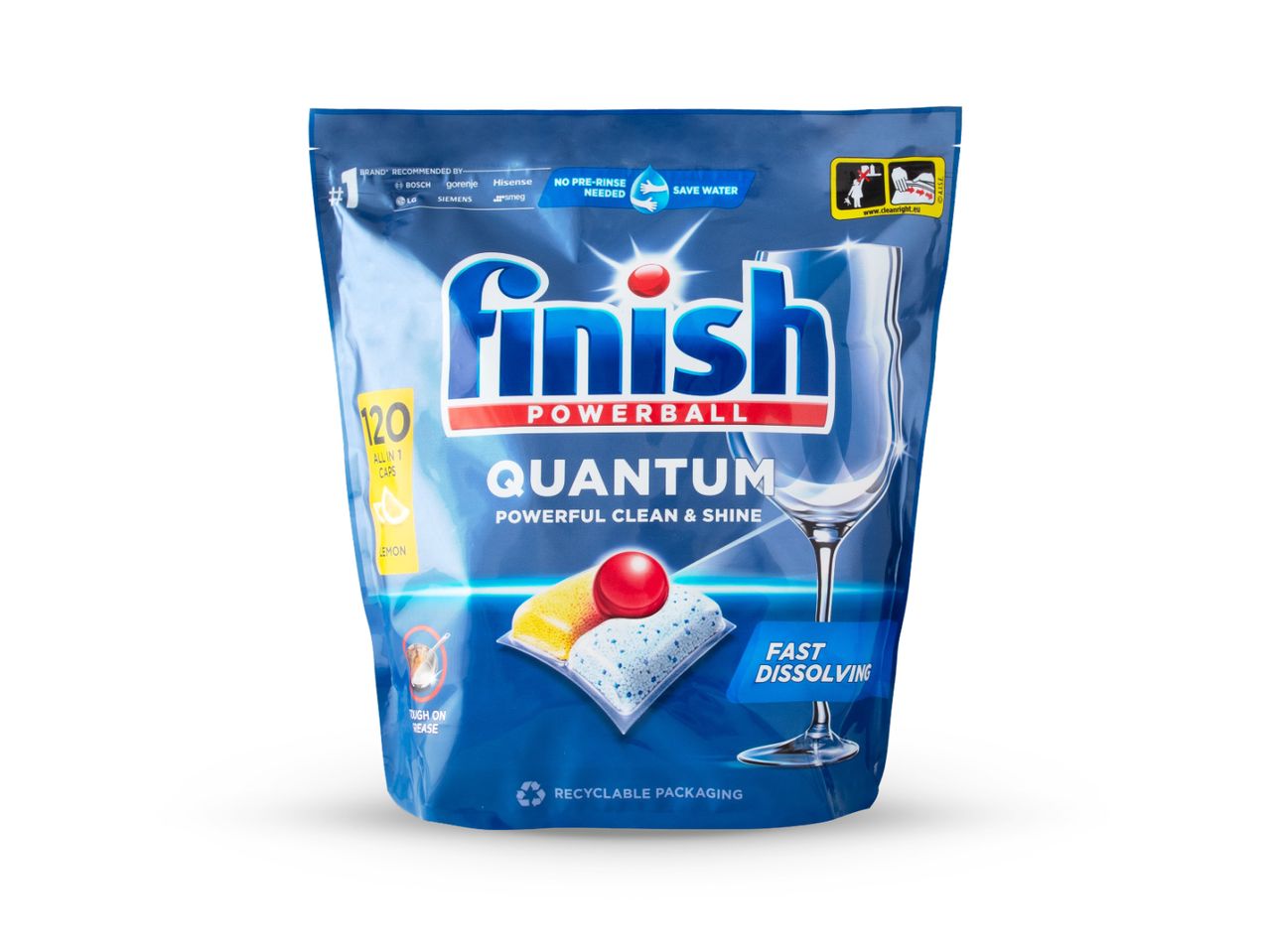 Vrećica Finish Quantum tableta za perilicu posuđa.
