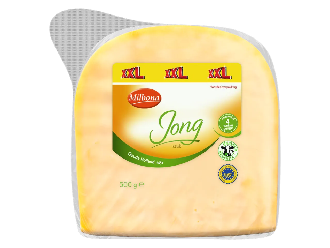 Milbona Gouda Jong kaasstuk in XXL voordeelverpakking.
