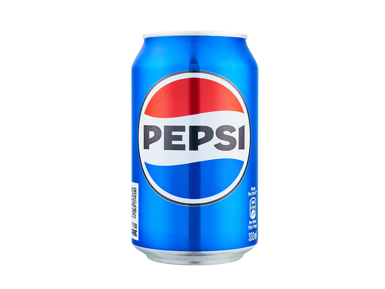 Sinine Pepsi karastusjoogi purk, millel on silmapaistev punane, valge ja sinine logo.
