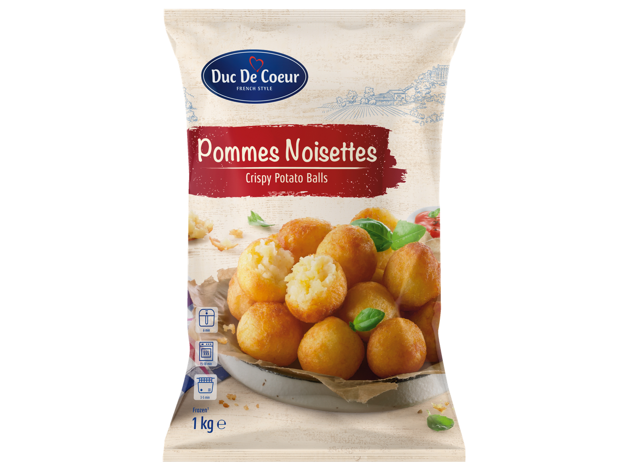 Biluțe crocante de cartofi Pommes Noisettes congelate de la Duc De Coeur.