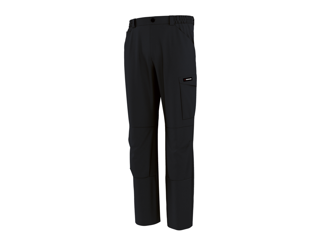Parkside® Men's Cargo Work Trousers in black with side pocket and knee reinforcement.