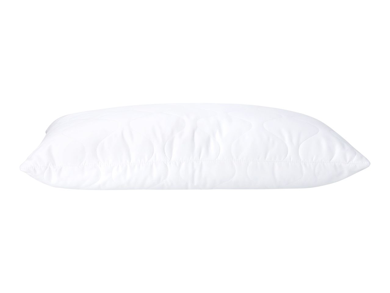White quilted pillow with a subtle pattern, isolated on a white background.