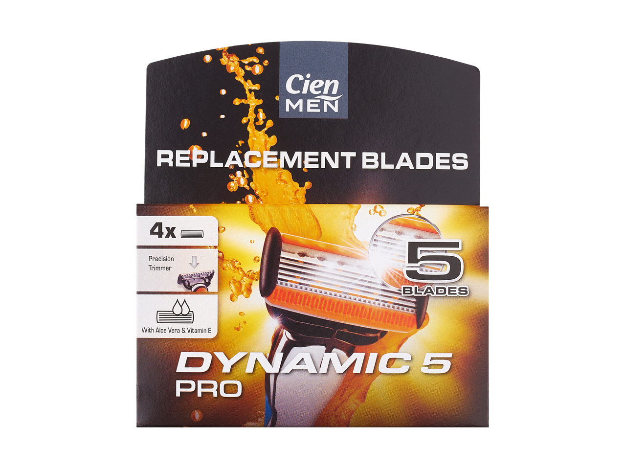 Cien Men Dynamic 5 Pro skustuvo galvutės su 5 ašmenimis ir preciziniu trimeriu.