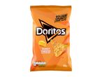 Orange bag of tangy cheese flavour corn chips with nutritional information and a weight of 180g.