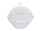 White mesh food cover with a handle, designed to protect food from insects.