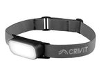 Grey headlamp with a white light and adjustable strap