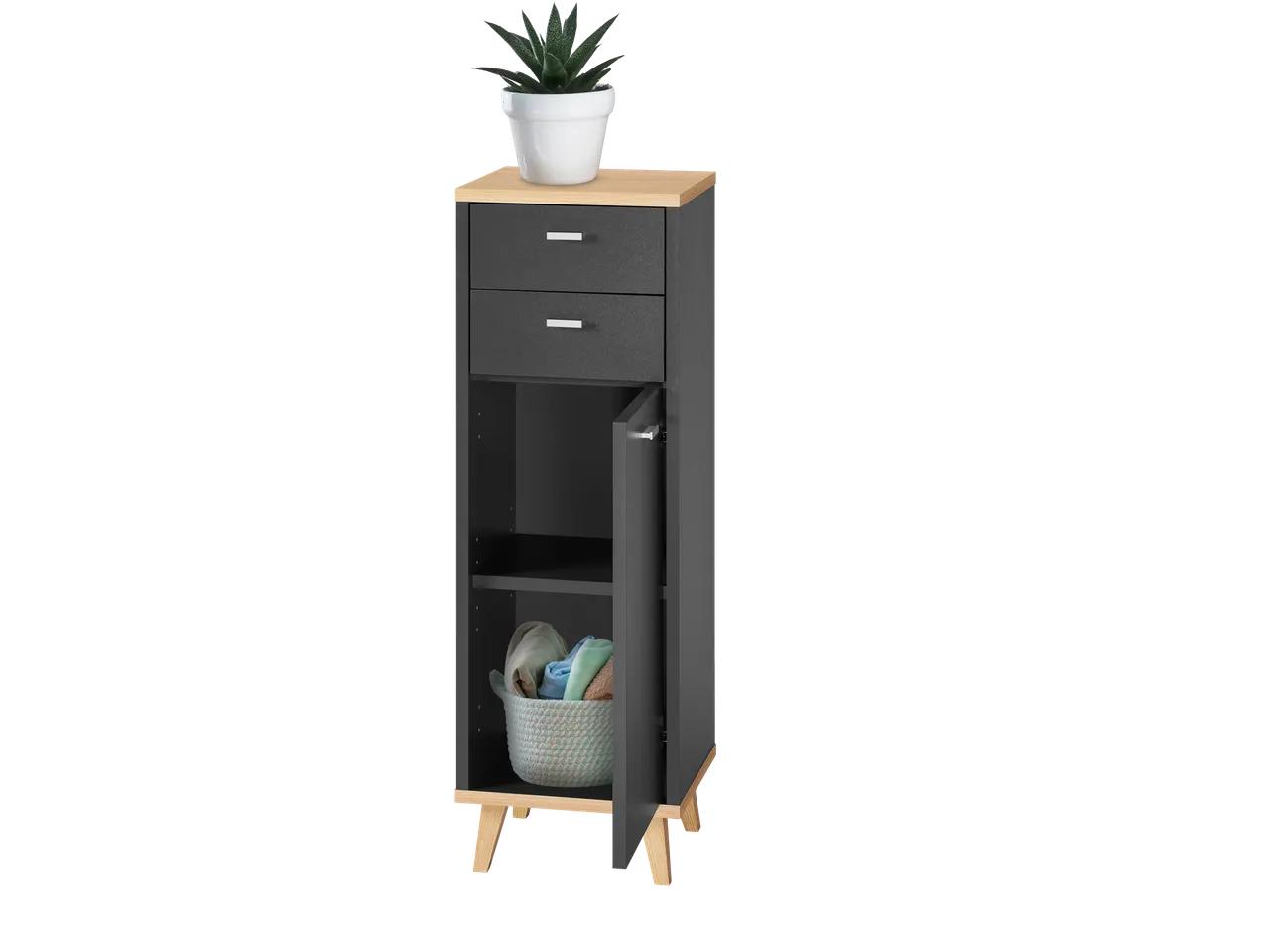 Mobiletto da bagno con 1 anta e 2 cassetti