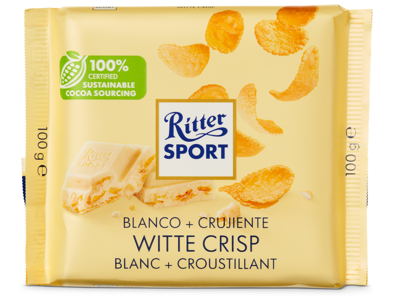 Ritter Sport witte chocolade met cornflakes.