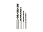 Four twist drill bits of varying sizes are shown against a white background.