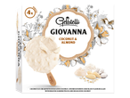 Picolés de coco e amêndoa Gelatelli Giovanna, 4 unidades.